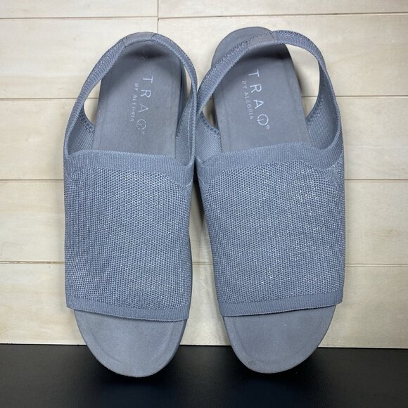 Traq Alegria Barett Knit Slip-On Grey Silver Women's Size 9 Shoes EU39 Slingback - Picture 8 of 11
